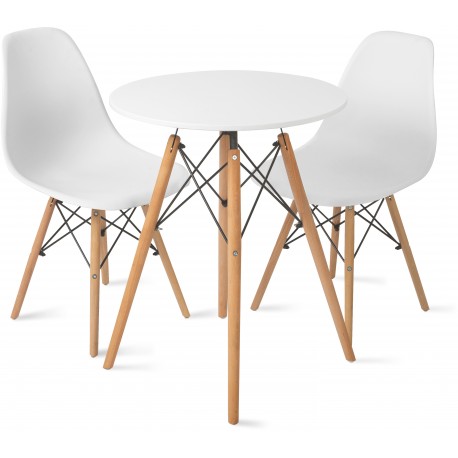 Stół fi60 white+2xkrzesło Milano Białe