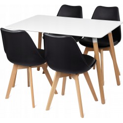 Stół Milano 100x65 white+4xkrzesło Montivaro Czarne