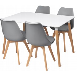 Stół Milano 120x80 white+4xkrzesło Montivaro Szare
