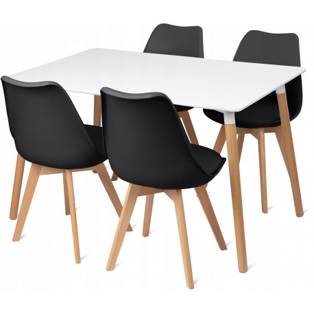 Stół Milano 120x80 white+4xkrzesło Montivaro Czarne